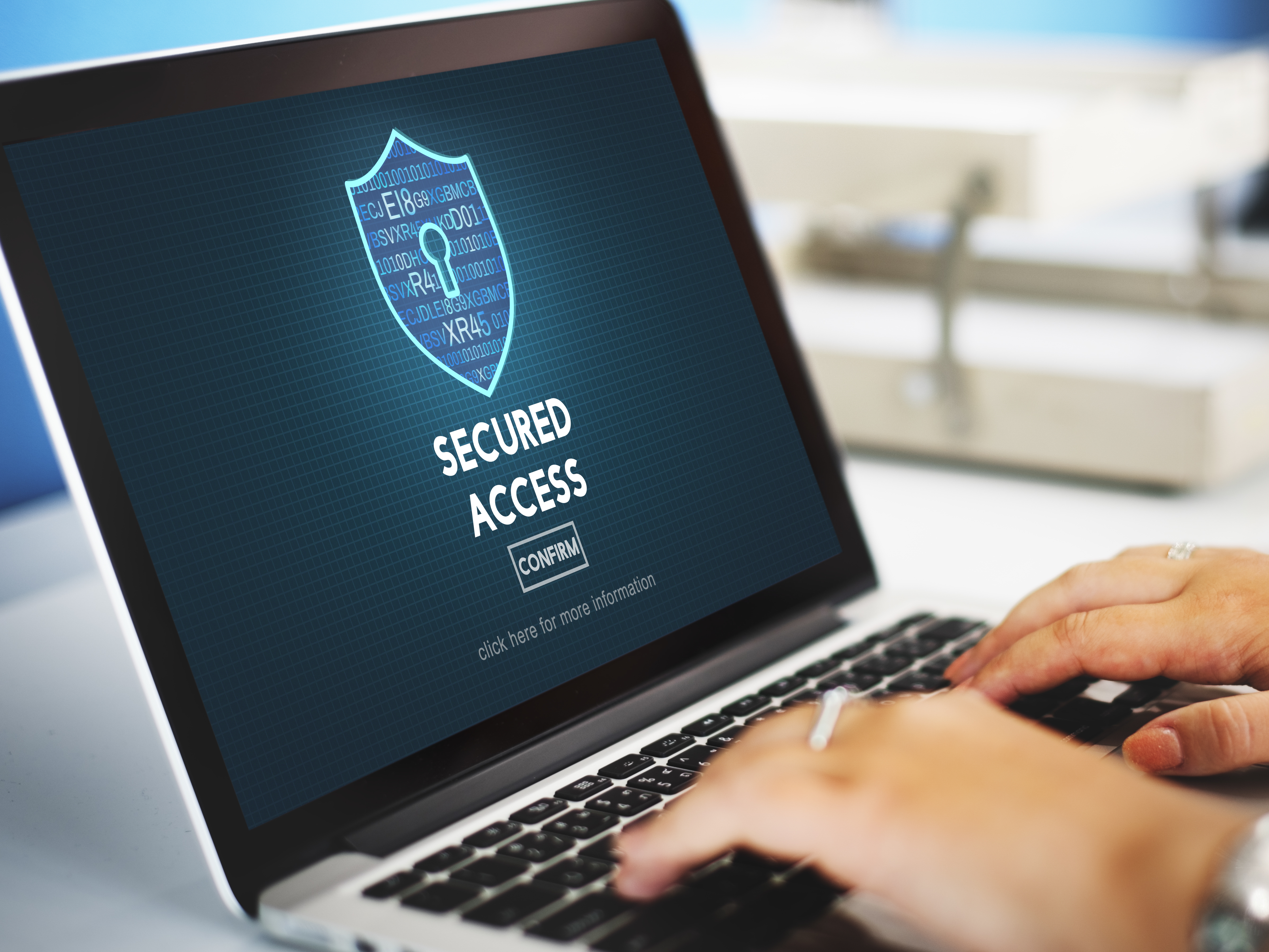 Hands on a laptop with the screen displaying secured access, representing the best proxy recommendations (proxy terbaik).